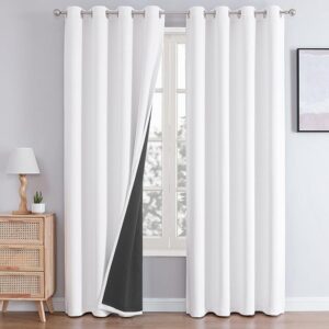 ChrisDowa White 100% Blackout Curtains for Bedroom